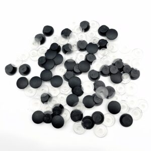 JIANYI Buckle Plastic Button, 100PCS Shoe Charm Buttons Round Buttons DIY Shoes Charm Accessories for Kids, Wristband Charm Backs (Black & Transparent)