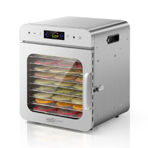 seasand food dehydrator machine | 10 stainless steel trays, ozone deodorization, independently control temperature and time, rear-mounted fan, 24 hours timer - max temperature 194℉