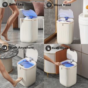 DEKMILE Modern Design Touchless Trash Can with Soft-Close Lid for Kitchen Bathroom Office Bedroom Motion Sensor Smart Plastic Food Waste Bin Grey 6.3 Gallon