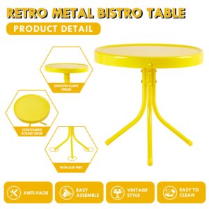 Marcytop Outdoor Bistro Set, 3 Pieces Retro Metal Porch Furniture Set, All-Weather Patio Bistro Set, 2 C-Spring Metal Chairs and Round Side Table for Porch, Garden, Lawn and Balcony, Yellow