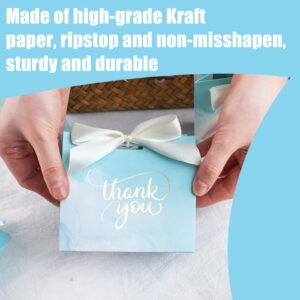 VGOODALL 24PCS Small Thank You Gift Bags, Mini Party Favor Bags Light Blue Candy Bags Treat Boxes Paper Gift Bags with Bow Ribbon for Wedding Bridal Baby Shower Birthday Party