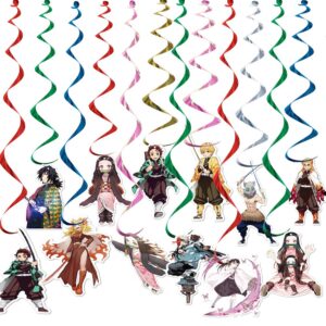 demon birthday party decorations, 12 pcs anime hanging swirl birthday party favors for fans