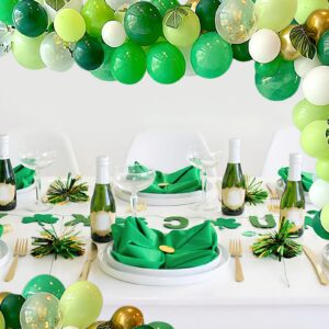 Green and Gold Balloons, 60 Pack 12 Inches Emerald Green Balloons White Gold Confetti Balloon for Birthday St Patrick's Day Jungle Safari Theme Party Decorations