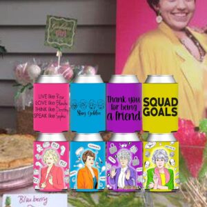 HOMEZZO Golden Girls Themed Party Can Coolers, 8 Pcs Funny Golden Girls Can Sleeves for Girls Party