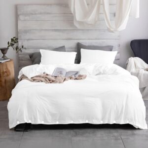 5 piece button closure duvet cover set with white buttons, soft & easy care bedding comforter cover with ties (full/queen size white color) 100% egyptian cotton 1000 tc