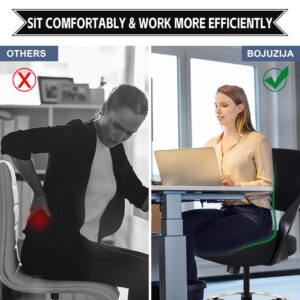 BOJUZIJA Ergonomic Drafting Chair,Standing Computer Desk Chair,Foot Ring,Lumbar Support,Swivel Task Chair-Black