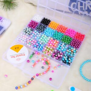 HINSOCHA Bead Bracelet Kit - 1020 Pcs Gradient Colorful Beads Bulk (6mm+8mm) for Bracelet Making, DIY Crafts