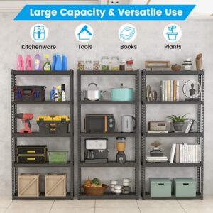 Tangkula 5-Tier Garage Storage Shelves, Heavy Duty Metal Storage Shelving Unit, Adjustable Utility Storage Rack Organizer for Warehouse Kitchen Pantry Basement, 35.5" L x 12" W x 72" H (1, Black)