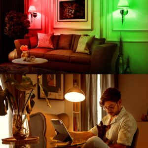 Fulighture 2 Pack Wireless Rechargeable Light Bulbs, E26 Battery Operated Light Bulb with Remote Control, Type-C Charging, RGB + Warm/Cool White, Perfect for Areas Without Hardwiring