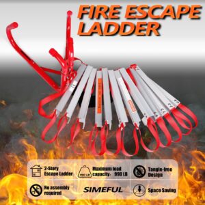 SIMEFUL Fire Escape Ladder, Emergency Fire Ladder 2 Story Window, Escape Ladders Extends to 15-Feet with Anti-Slip Rungs for Homes