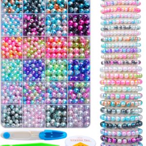 HINSOCHA Bead Bracelet Kit - 1020 Pcs Gradient Colorful Beads Bulk (6mm+8mm) for Bracelet Making, DIY Crafts