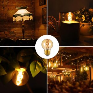 Genixgreen Dimmable E26 Amber LED Bulb Small Edison Light Bulb 25 Watt Equal 3W,G16.5/G50 Antique Globe Spiral Filament Bulb for Vanity Outdoor Light Strings,Soft White 2200K,180LM,2 Pack