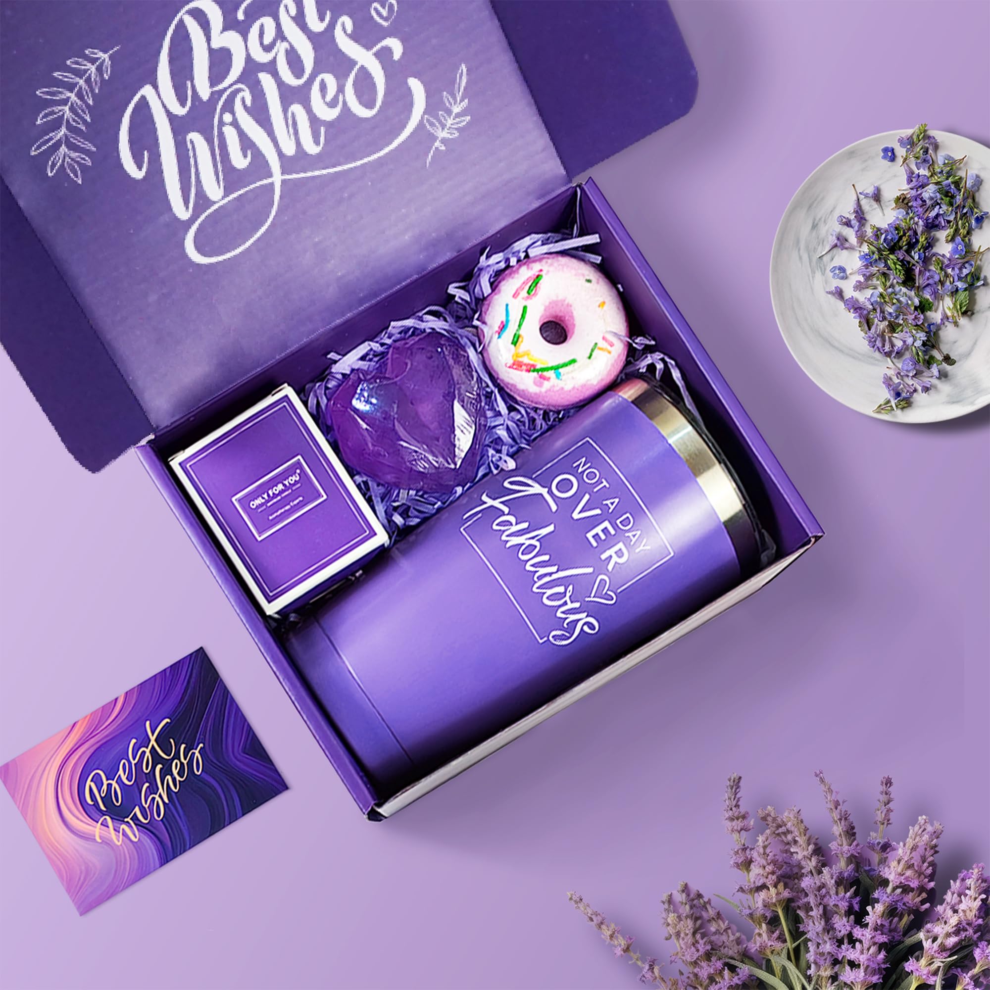 Gifts for Women, Mom, Wife, Girlfriend, Sister, Her - Happy Birthday Gifts, Mothers Day Gifts - Personalized Lavender Relaxation Gift Baskets Set for Women Christmas Gifts for Women