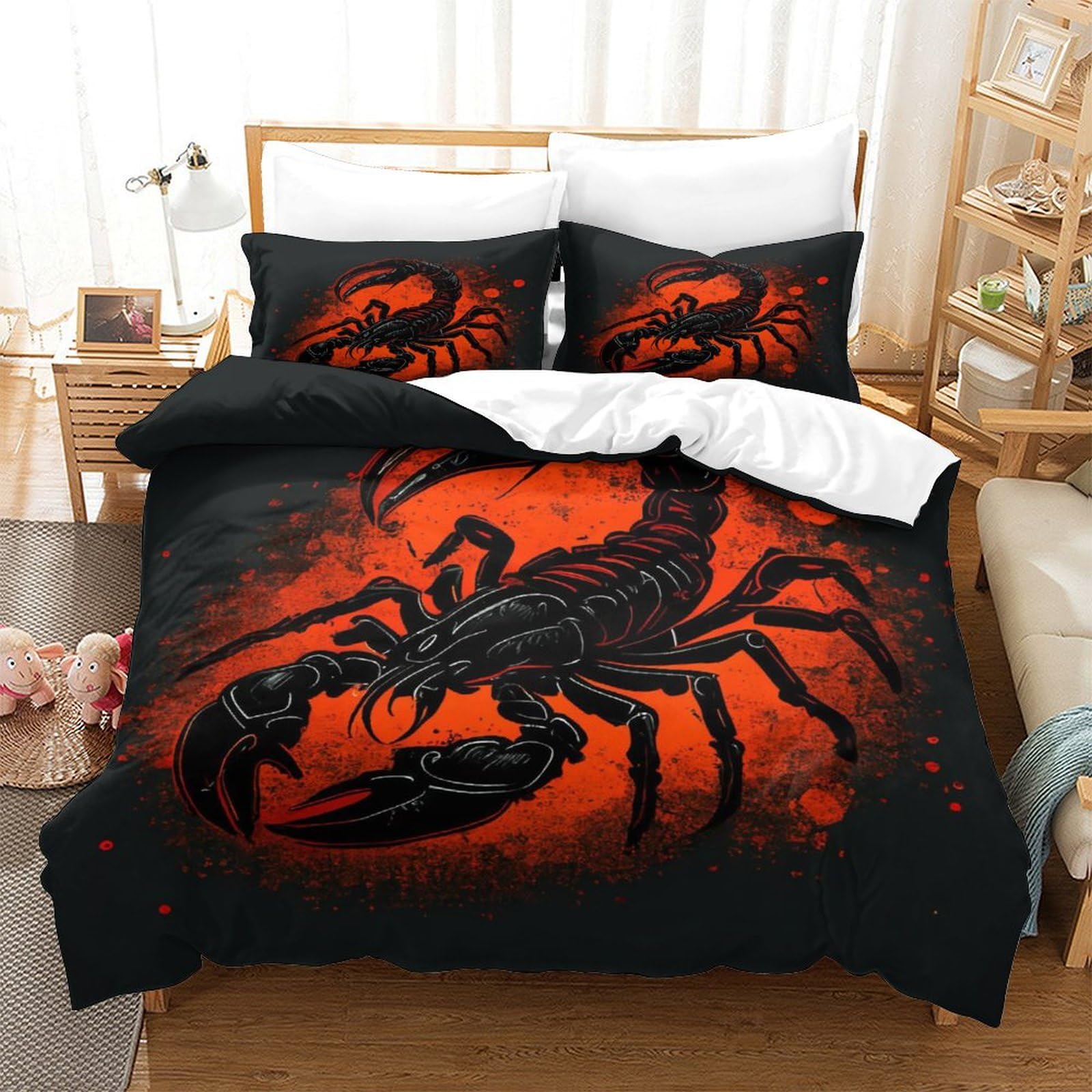 EVMILA Scorpion Comforter Covers Duvet Cover for Boys Girls Quilt Cover 3D Print Insects with Pillow Cases with Zipper Closure Bedding Set Soft Microfiber 3 Pieces Queen（228x228cm）, Style-10