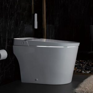 WOODBRIDGE Smart Bidet Toilet,Auto Open & Close,Foot Sensor Operation,Auto Flush,Heated Seat,Tankless One Piece Elongated Toilet,T-0099