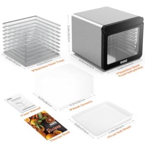 YASHE Food Dehydrator for Jerky, 9 Stainless Steel Trays Food Dehydrator Machine, 800W Fruit Dryer 165 ℉ Temperature & 48H Timer for Meat, Dog Treats, Herb, Veggies, Yogurt, BPA Free