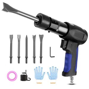 yon.sou. 13-piece air hammer set with 5pcs chisels, quick change retainer and spring retainer, 3500bpm air chisel hammer with rubber sleeve handle, heavy duty air hammer kit