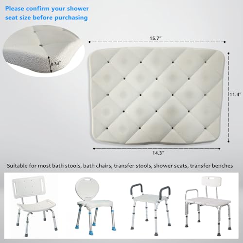 Shower Seat Cushion - Bath Chair Foam Mat Transfer Bench Pad Bath Stool for Disabled Handicap, Slip-Resistant, 11.4" W x 15.7" L x 0.83" H