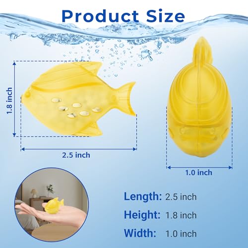 Funmit 12 Pack Universal Humidifier Cleaner Fish Compatible with Almost All Humidifiers and Fish Tanks, Purifies Water, Prevents Hard Water Build-Up, Reduces Scale, Yellow