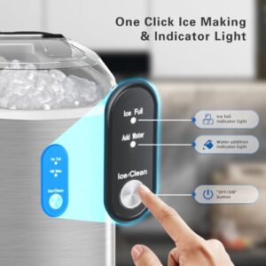 ZAFRO Nugget Ice Maker Countertop with Handle, Stainless Steel, 35Lbs/24Hrs,7 Mins Ice Making, Pellet Ice Maker with Ice Basket/Ice Scoop for Home/Bar/Party/Office