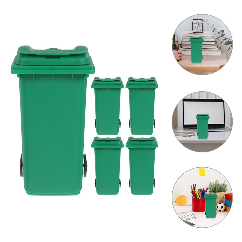 EXCEART 5pcs Mini Curbside Garbage Cans Desk Trash Can Trash Bins Pen Holder Desk Organizer Garbage Bin Recycle Can Mini Waste Basket with Lid Small Pencil Cup Desktop Organizer