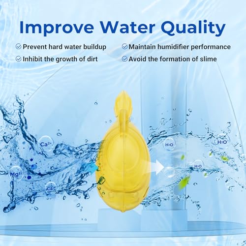 Funmit 12 Pack Universal Humidifier Cleaner Fish Compatible with Almost All Humidifiers and Fish Tanks, Purifies Water, Prevents Hard Water Build-Up, Reduces Scale, Yellow