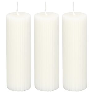 3 Pcs Ribbed Pillar Candles - 2x6'' Ribbed Candles Soy Wax Scented Wedding Candle for Wedding Bedroom Birthday Valentine's Day (White)