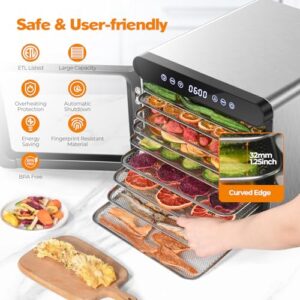 YASHE Food Dehydrator for Jerky, 9 Stainless Steel Trays Food Dehydrator Machine, 800W Fruit Dryer 165 ℉ Temperature & 48H Timer for Meat, Dog Treats, Herb, Veggies, Yogurt, BPA Free