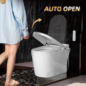 WOODBRIDGE Smart Bidet Toilet,Auto Open & Close,Foot Sensor Operation,Auto Flush,Heated Seat,Tankless One Piece Elongated Toilet,T-0099