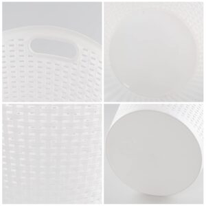 Begale 6-Pack Large Plastic Storage Baskets, 30 L Round Plastic Laundry Baskets, White