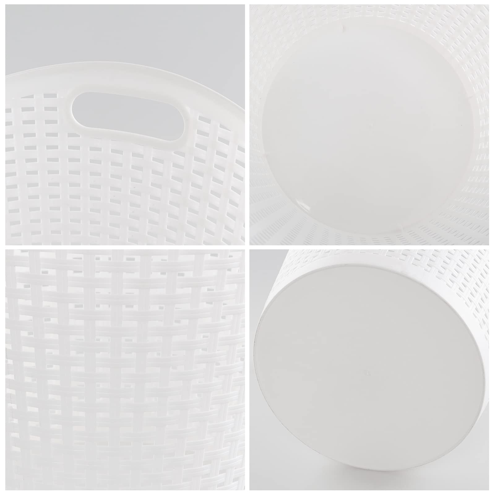 Begale 6-Pack Large Plastic Storage Baskets, 30 L Round Plastic Laundry Baskets, White