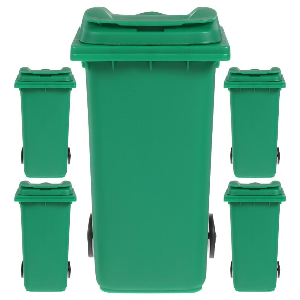 EXCEART 5pcs Mini Curbside Garbage Cans Desk Trash Can Trash Bins Pen Holder Desk Organizer Garbage Bin Recycle Can Mini Waste Basket with Lid Small Pencil Cup Desktop Organizer