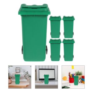 EXCEART 5pcs Mini Curbside Garbage Cans Desk Trash Can Trash Bins Pen Holder Desk Organizer Garbage Bin Recycle Can Mini Waste Basket with Lid Small Pencil Cup Desktop Organizer