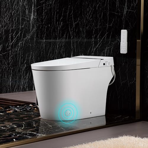 WOODBRIDGE Smart Bidet Toilet,Auto Open & Close,Foot Sensor Operation,Auto Flush,Heated Seat,Tankless One Piece Elongated Toilet,T-0099