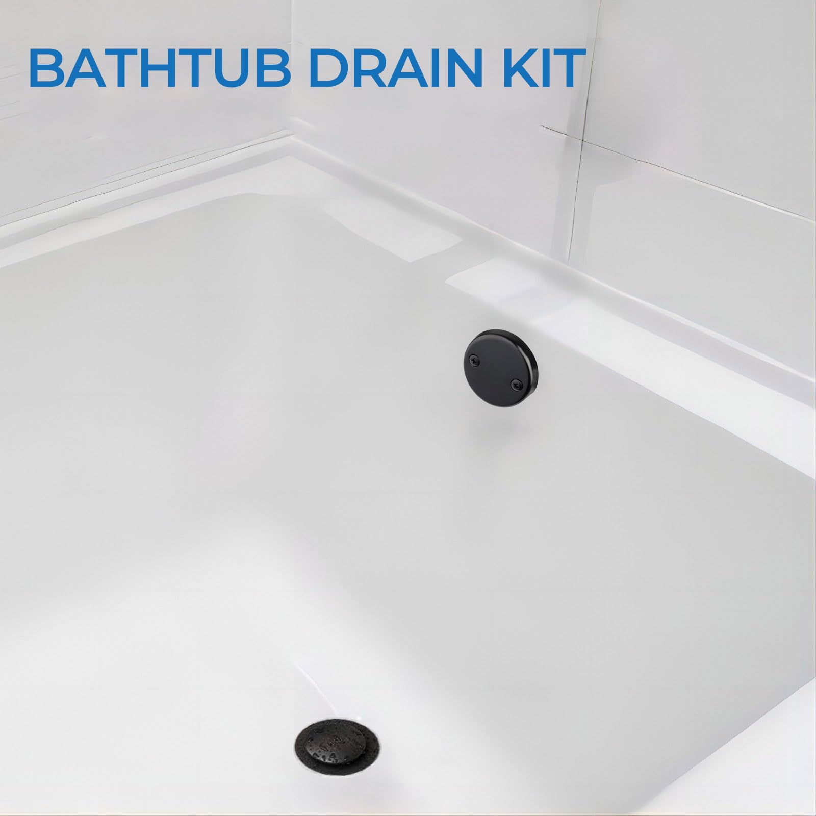 Matte Black Bathtub Drain/Bath Tub Drain Kit with Overflow Drain Cover - Bathtub Stopper Replacement by Yodel Faucet