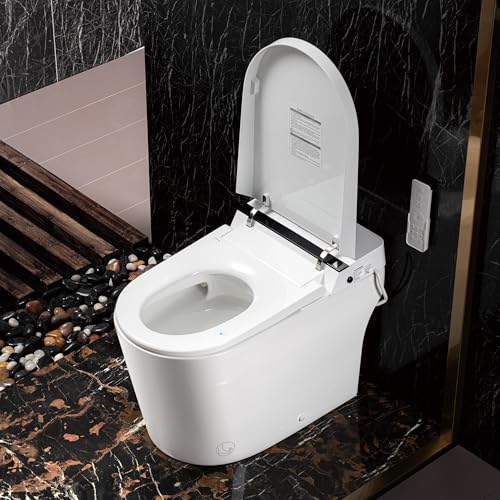 WOODBRIDGE Smart Bidet Toilet,Auto Open & Close,Foot Sensor Operation,Auto Flush,Heated Seat,Tankless One Piece Elongated Toilet,T-0099