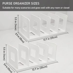 KAIDELI Purse Organizer for Closet Shelf 10 Divider, Adjustable Closet Organizer, Shelf Divider Storage Organizer for Purse and Handbag Closet Shelves - White