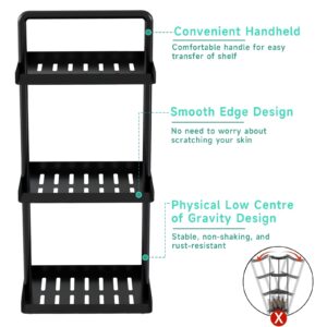 3 Tier Standing Shower Caddy Organizer Corner, Stable Bathroom Shower Organizer Stand with Handle, Metal Shower Shelf Caddy Corner for Shampoo, Shower Rack Stands for Inside Bathroom, Bathtub, Kitchen