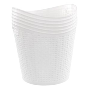 Begale 6-Pack Large Plastic Storage Baskets, 30 L Round Plastic Laundry Baskets, White