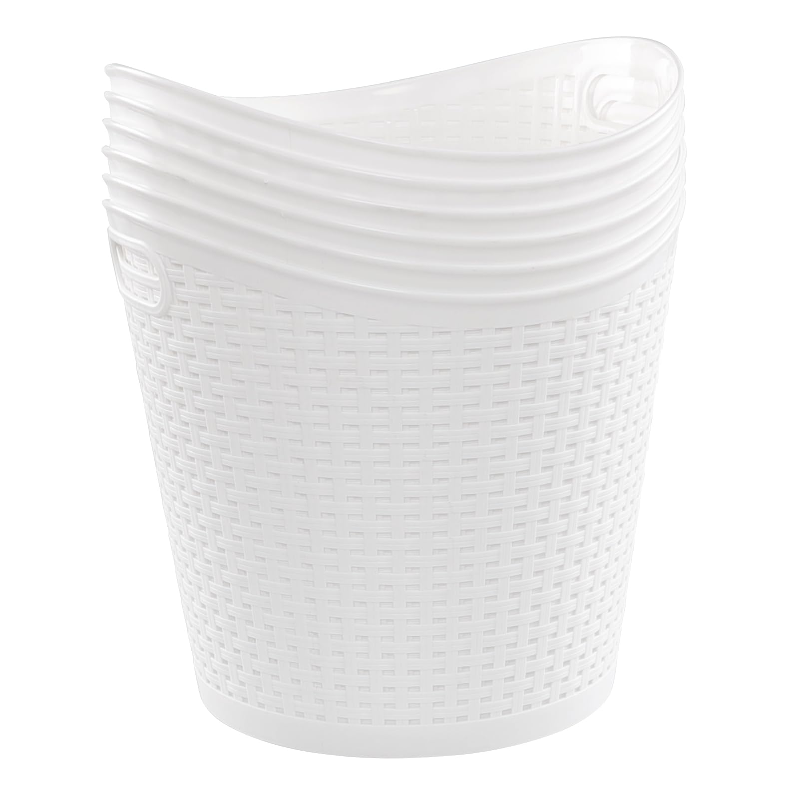 Begale 6-Pack Large Plastic Storage Baskets, 30 L Round Plastic Laundry Baskets, White