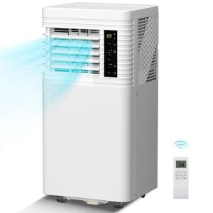 R.W.FLAME 10,000 BTU Air Conditioner cool Up to 450 Sq.Ft, 4 Modes Portable AC Unit with 24Hrs Timer/LED Display/Remote Control/Installation Kits, AC Unit for Bedroom, White