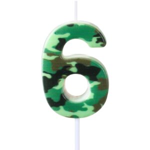 mtlee camo number birthday candles army themed birthday cake candles camo party supplies decorations cake candles for birthday hunting themed party camouflage motif graduation party(number 6)