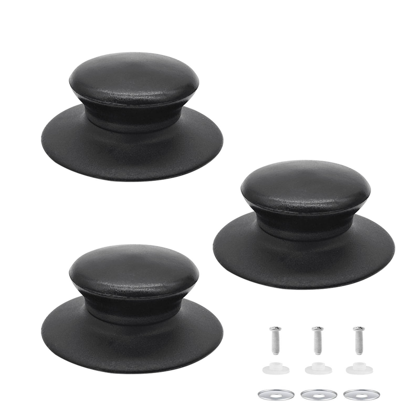 Quacc 3pcs Pot Lid Knobs Universal Replacement Pan Lid Cover Knob for Kinds Kitchen Cookware Pot Lids (Black)