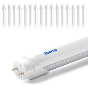 barrina 4ft led t8 type b light tube, 24w, 3100lm, 6000k bright light, ballast bypass, 4 foot t8 fluorescent replacement tube, dual-end powered, t8 t10 t12 led replacement, frosted cover, 16 packs