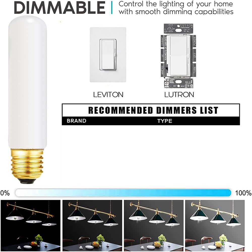 SCOMX 25 Watt T10 Frost Tubular Incandescent Light Bulb, Showcase Lamp, 2700K Soft White, E26 Medium Base, 280 Lumens, 120V (6)