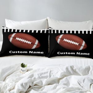 Erosebridal Personalized Customize Name Bedding Sets for Boys Full Size American Football Bedding Customize Name for Toddler Girls Teens Sports Games Fans Duvet Cover Geometry Stripe Comforter