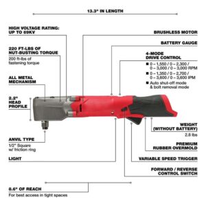 Milwaukee 2565-20 M12 FUEL 12V 1/2" Cordless Right Angle Impact Wrench-Bare Tool