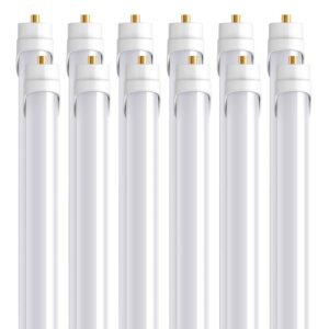 barrina 8ft led bulbs, t8 t10 t12 led tube lights, single pin fa8 96" led replacement for fluorescent fixture, 44w(100w equivalent) 4500lm 6500k super birght, ballast bypass, frosted cover, 12 packs