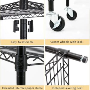 Catalina Creations 4-Shelf Shelving Unit, Adjustable Wire Shelving Rack with with Wheels, Heavy Duty Storage Shelves, Steel Organizer Wire Rack for Kitchen and Garage