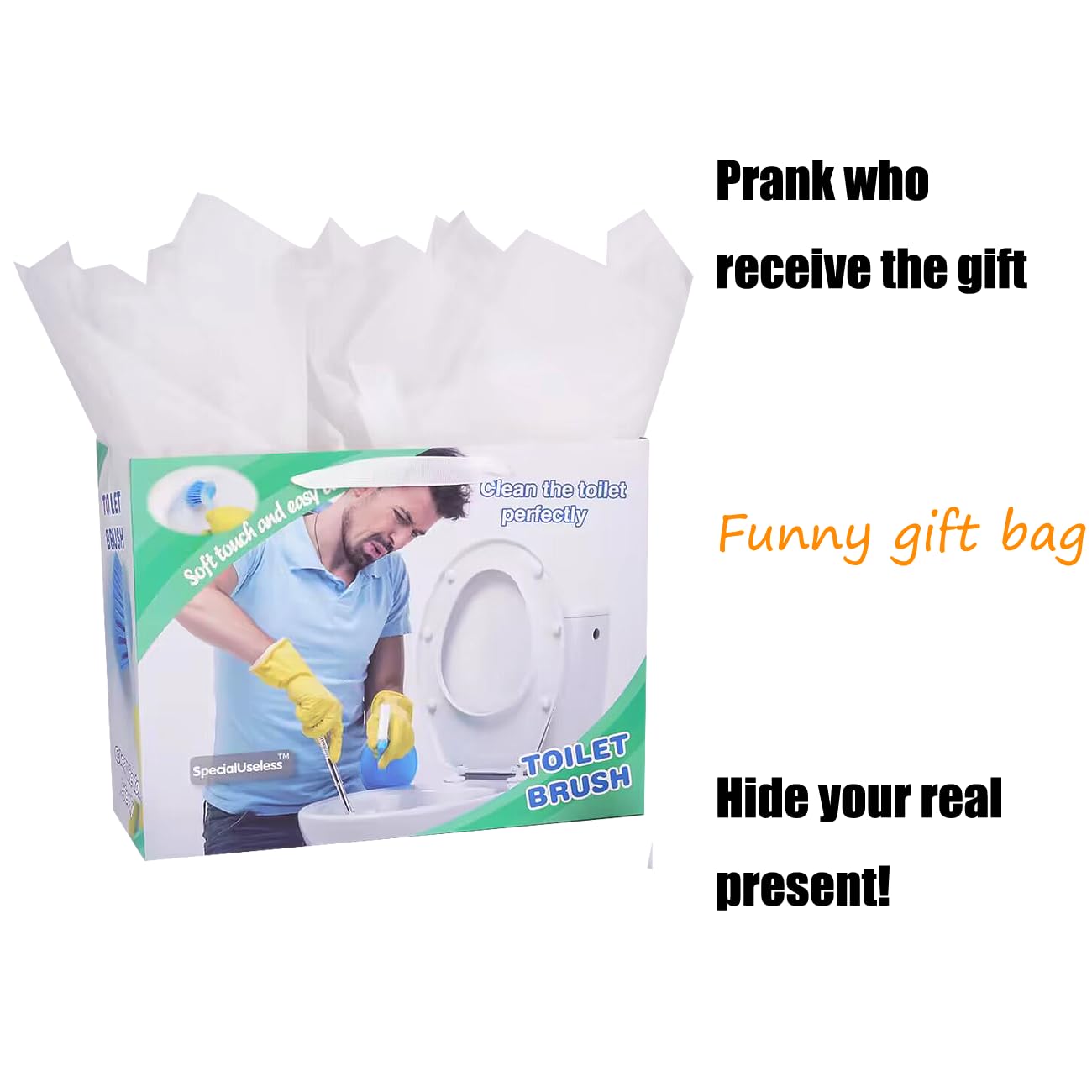 ysmile 13" Funny Gift Bag with Wrapping Tissue for Men Women Large Paper Bag with Handle Single 1 Pack (Hide Your Real Present)